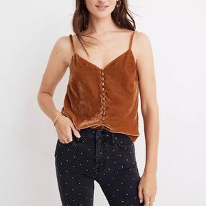 Madewell Crushed Velvet Look Top in Burnt Orange